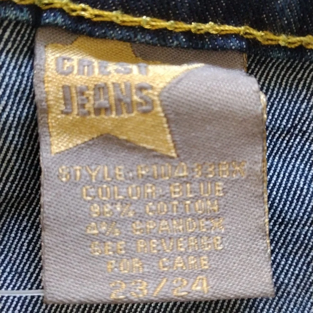 Crest Jeans Plus With Golden Back Embroidery Pockets. Size 23/24 Plus Stretch - Picture 9 of 13